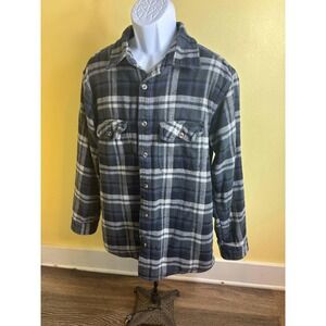 Field And‎ Stream Flannel Shirt Heavy Plaid Button Up Men's Size Lg